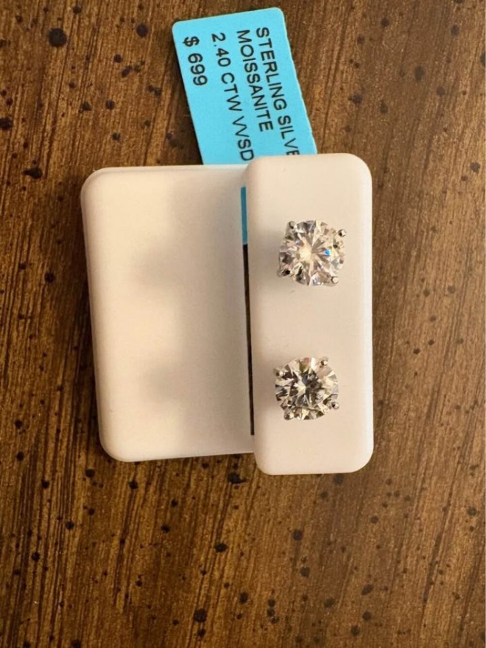 Sterling Silver Moissanite Stud Earrings 2.40 CTW